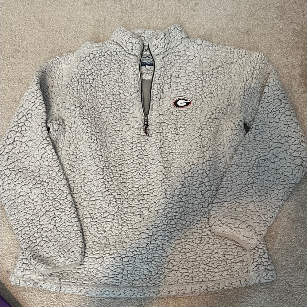 UGA Gray Sherpa Quarter-Zip Pullover